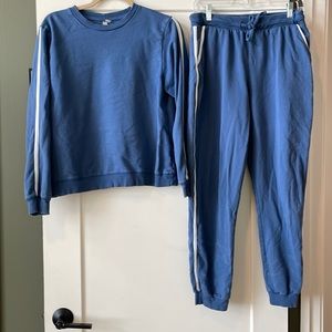 ASOS blue with white stripe matching sweatsuit joggers size 10